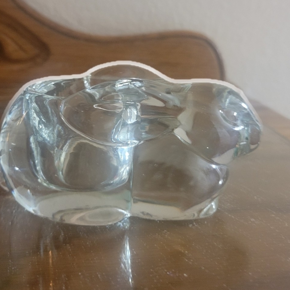Crystal Clear Glass Bunny Decor‎ Single Tea Light Holder Approx 5"H Heavy - Picture 2 of 5